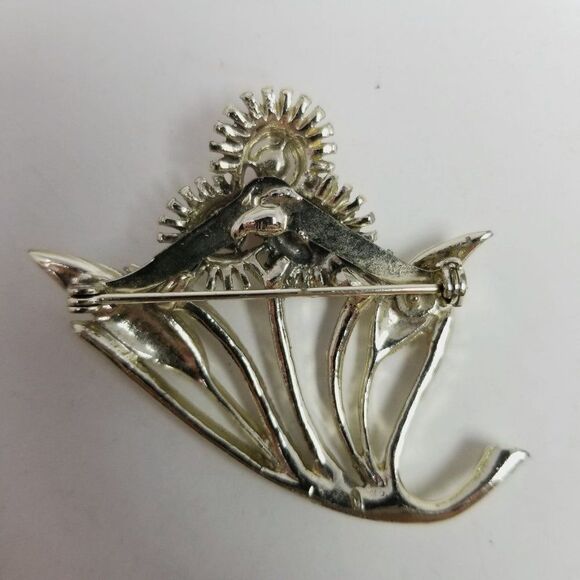 Vintage Pink Rhinestone Flower Cluster Brooch, Gold Tone Setting, Retro 50s 60s - Picture 3 of 6